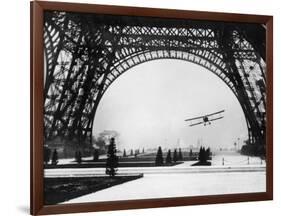 French Aviator Lieutenant Collot Successfully Flies His Biplane Beneath the Tour Eiffel-null-Framed Photographic Print