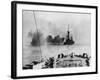 French Battleship in Action in the Dardanelles During World War I-Robert Hunt-Framed Photographic Print