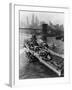 French Battleship Richelieu Passes Brooklyn Bridge-null-Framed Photographic Print