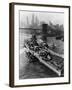 French Battleship Richelieu Passes Brooklyn Bridge-null-Framed Photographic Print