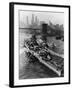 French Battleship Richelieu Passes Brooklyn Bridge-null-Framed Photographic Print