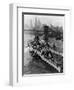 French Battleship Richelieu Passes Brooklyn Bridge-null-Framed Photographic Print