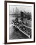 French Battleship Richelieu Passes Brooklyn Bridge-null-Framed Photographic Print