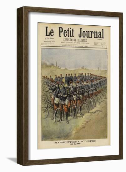 French Bicycle Troops on Manoeuvres-null-Framed Giclee Print