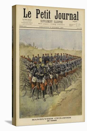 French Bicycle Troops on Manoeuvres-null-Stretched Canvas