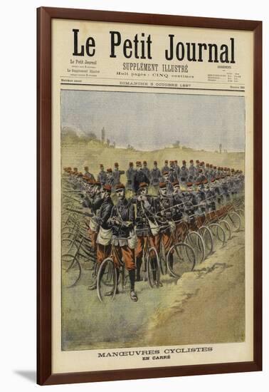 French Bicycle Troops on Manoeuvres-null-Framed Giclee Print