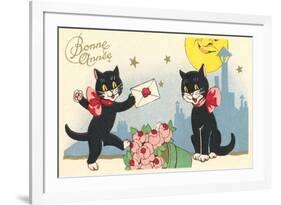 French Black Cats, Bonne Annee-null-Framed Art Print