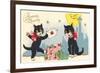 French Black Cats, Bonne Annee-null-Framed Art Print