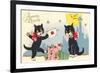 French Black Cats, Bonne Annee-null-Framed Art Print