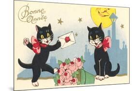 French Black Cats, Bonne Annee-null-Mounted Art Print