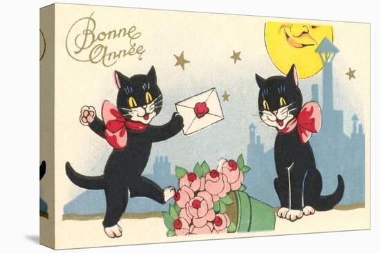 French Black Cats, Bonne Annee-null-Stretched Canvas