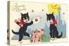 French Black Cats, Bonne Annee-null-Stretched Canvas