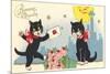 French Black Cats, Bonne Annee-null-Mounted Premium Giclee Print