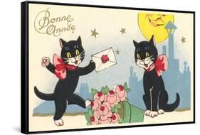 French Black Cats, Bonne Annee-null-Framed Stretched Canvas