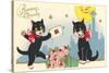 French Black Cats, Bonne Annee-null-Stretched Canvas