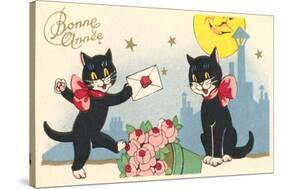 French Black Cats, Bonne Annee-null-Stretched Canvas