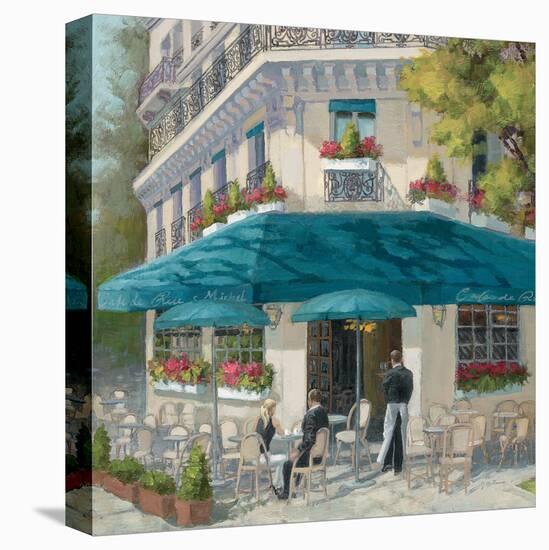 French Blue Café 1-Jill Schultz McGannon-Stretched Canvas