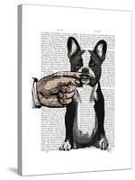 French Bulldog and Finger Moustache-Fab Funky-Stretched Canvas