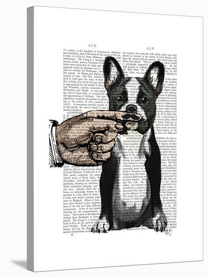 French Bulldog and Finger Moustache-Fab Funky-Stretched Canvas