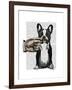 French Bulldog and Finger Moustache-Fab Funky-Framed Art Print