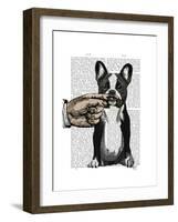 French Bulldog and Finger Moustache-Fab Funky-Framed Art Print