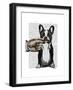 French Bulldog and Finger Moustache-Fab Funky-Framed Art Print