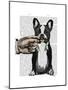 French Bulldog and Finger Moustache-Fab Funky-Mounted Art Print