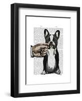 French Bulldog and Finger Moustache-Fab Funky-Framed Art Print