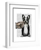 French Bulldog and Finger Moustache-Fab Funky-Framed Art Print