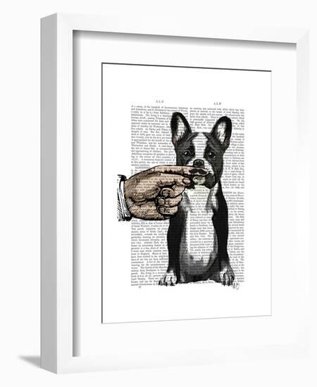 French Bulldog and Finger Moustache-Fab Funky-Framed Art Print