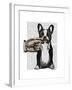 French Bulldog and Finger Moustache-Fab Funky-Framed Art Print