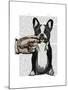 French Bulldog and Finger Moustache-Fab Funky-Mounted Art Print