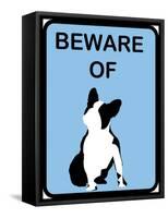 French Bulldog Beware 4-null-Framed Stretched Canvas