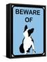 French Bulldog Beware 4-null-Framed Stretched Canvas