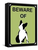 French Bulldog Beware 9-null-Framed Stretched Canvas