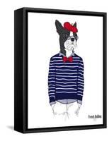 French Bulldog in French Style-Olga Angellos-Framed Stretched Canvas