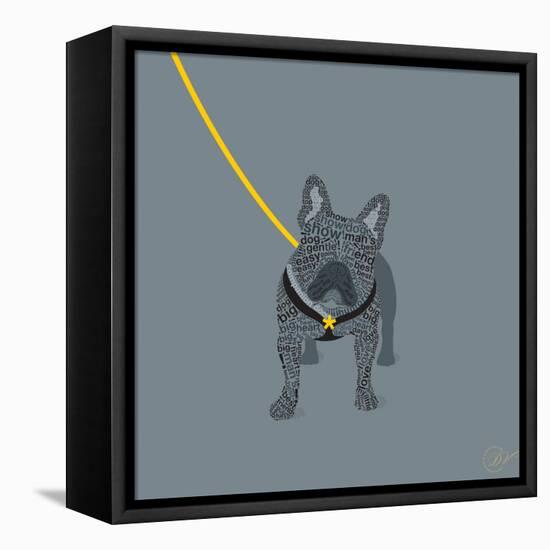 French Bulldog on Grey-Dominique Vari-Framed Stretched Canvas