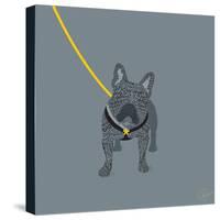 French Bulldog on Grey-Dominique Vari-Stretched Canvas