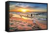 French Bulldog on the Beach at Sunset-Patryk Kosmider-Framed Stretched Canvas