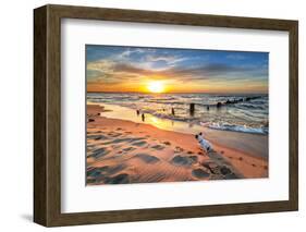 French Bulldog on the Beach at Sunset-Patryk Kosmider-Framed Photographic Print