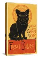 French Bulldog - Retro Chien Noir Ad-Lantern Press-Stretched Canvas