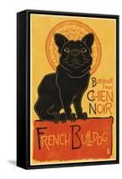 French Bulldog - Retro Chien Noir Ad-Lantern Press-Framed Stretched Canvas