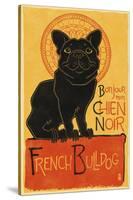 French Bulldog - Retro Chien Noir Ad-Lantern Press-Stretched Canvas