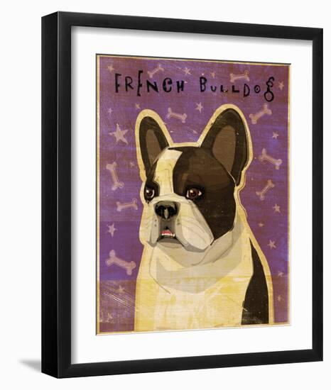 French Bulldog (White Brindle)-John W^ Golden-Framed Giclee Print