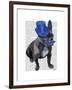 French Bulldog with Blue Top Hat and Moustache-Fab Funky-Framed Art Print