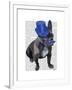 French Bulldog with Blue Top Hat and Moustache-Fab Funky-Framed Art Print