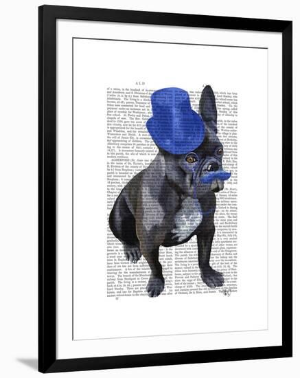 French Bulldog with Blue Top Hat and Moustache-Fab Funky-Framed Art Print