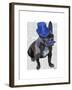 French Bulldog with Blue Top Hat and Moustache-Fab Funky-Framed Art Print