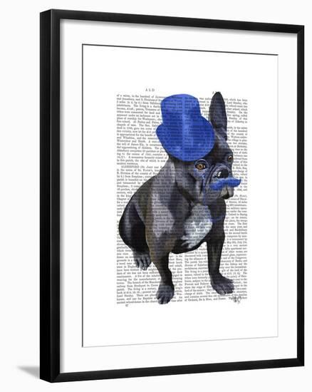 French Bulldog with Blue Top Hat and Moustache-Fab Funky-Framed Art Print