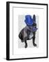 French Bulldog with Blue Top Hat and Moustache-Fab Funky-Framed Art Print